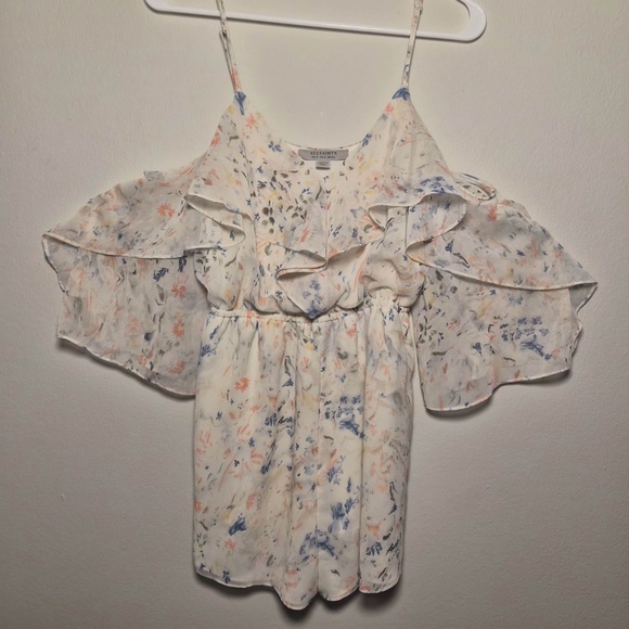 All Saints Jasmine Juni Playsuit Flowy Romantic Coastal Boho Twee Romper US 2 - Picture 3 of 6